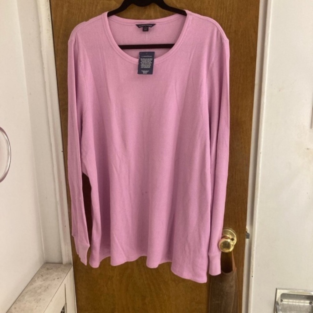 Lands and soft pink waffle knit long sleeve shirt - Picture 2 of 8